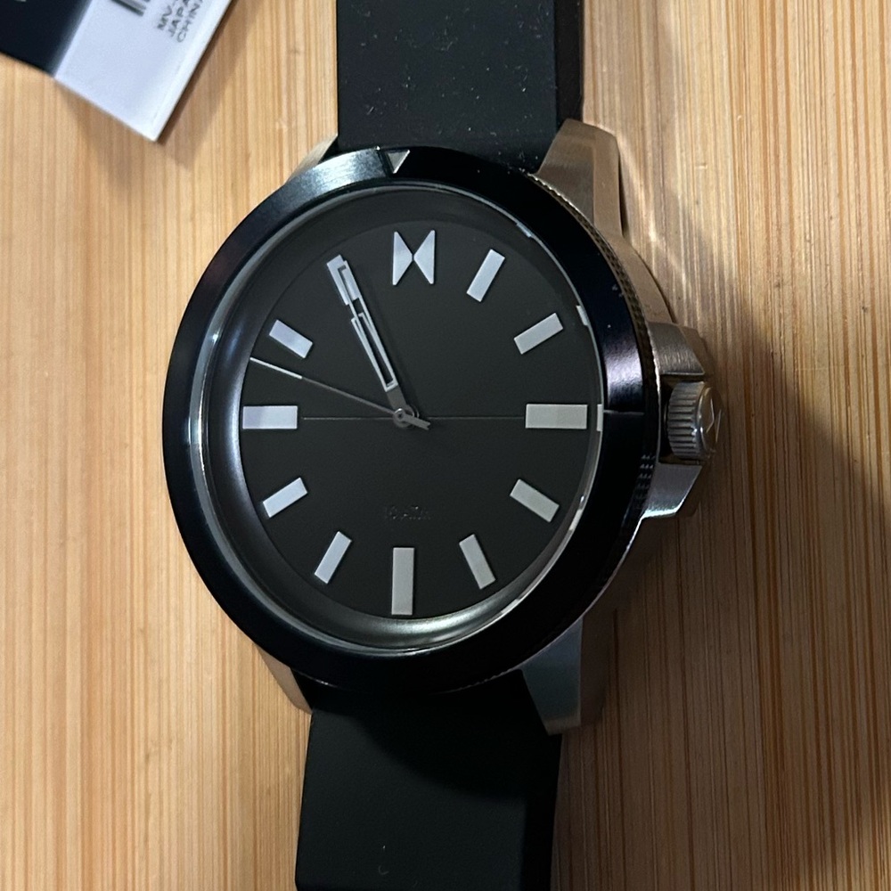 MVMT MARINE SPORT WATCH WITH 45.5MM BLACK FACE & BLACK SILICONE BAND